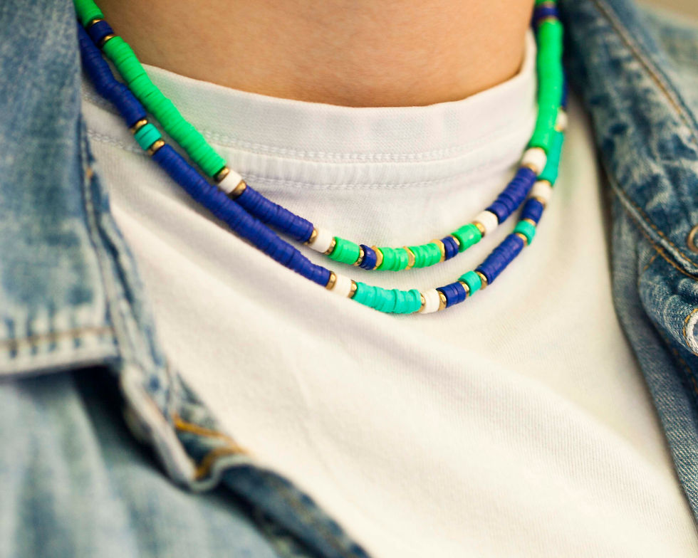 collier bohème - collier bohème ras de cou polymères d'argile, pierre de turquoise et. hématites - the boho society