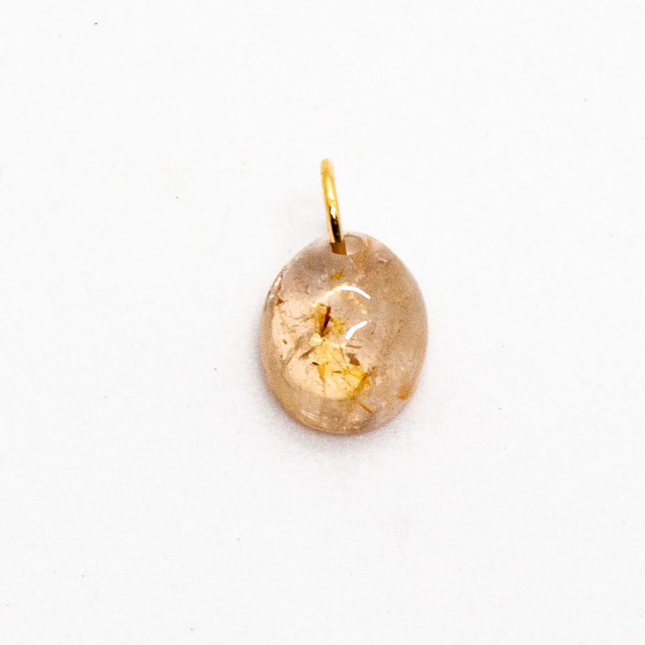 charm pierre naturelle - charm pierre naturelle semi précieuse de tourmaline pêche et anneau en or massif - the boho society