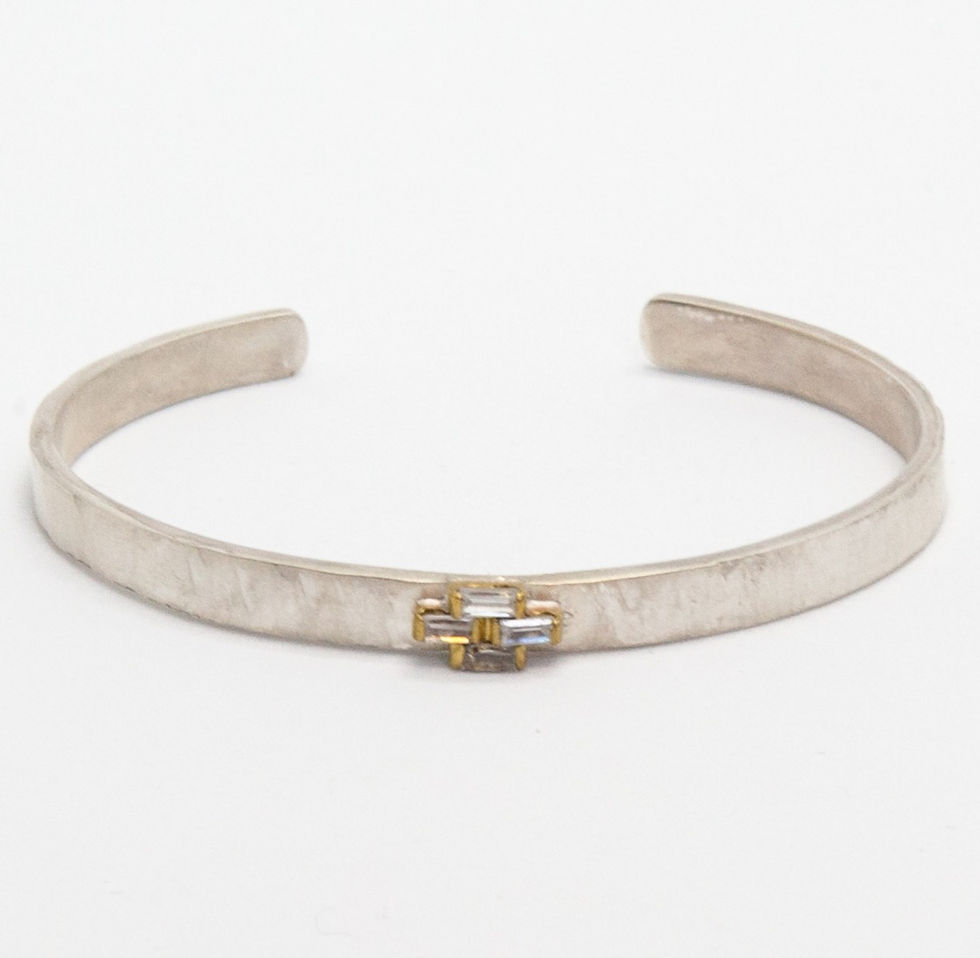 Miniature : Mara | Bracelet jonc en argent, laiton et zircons