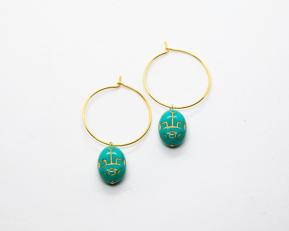 Miniature : boucles d oreilles creoles scarabee egyptien - scarabee - the boho society