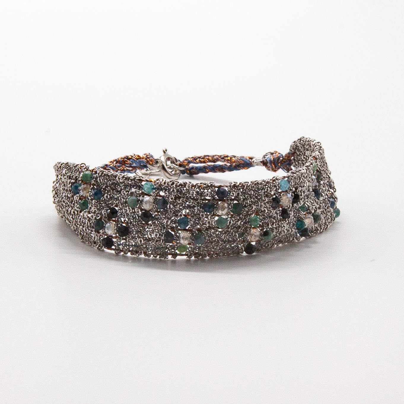 Tosca No 21 | Bracelet de chaines argent tressées et pierres naturelles