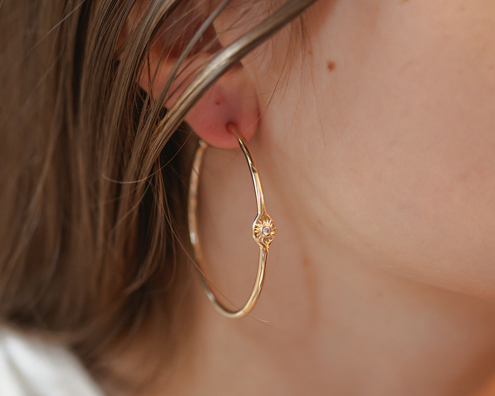 boucles d'oreilles bohèmes - créoles bohèmes motif soleil zircon plaqué or - the boho society