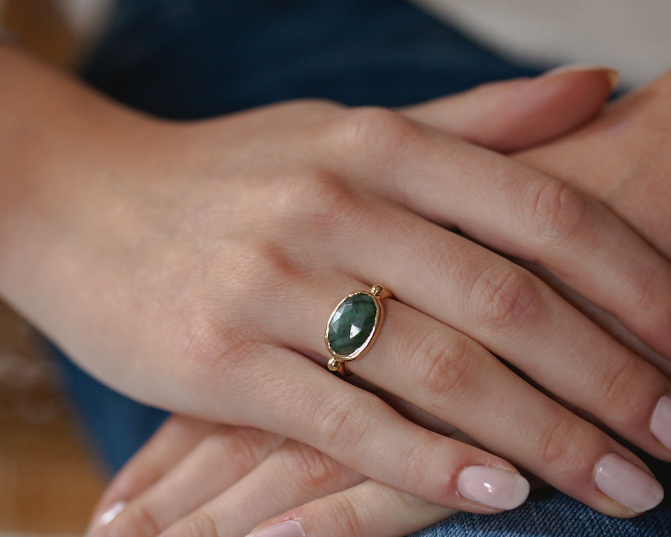 Miniature : bague pierre naturelle - bague pierre naturelle d'émeraude et vermeil - argent plaqué or - the boho society