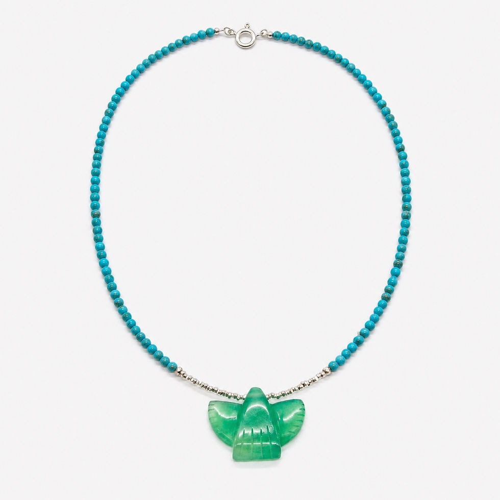 Miniature : Marlo | Collier phenix perles argent et turquoise