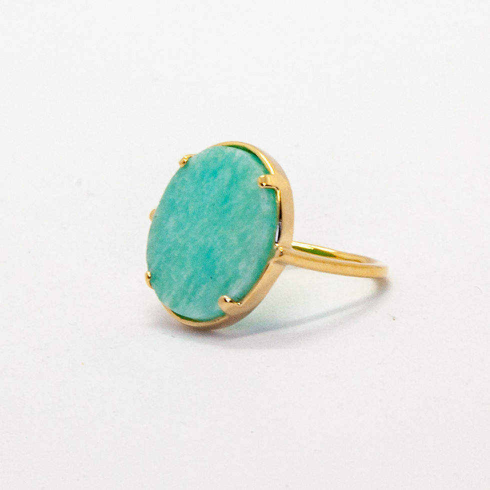 Miniature : bague pierre naturelle - bague pierre naturelle d'amazonite argent plaqué or - the boho society