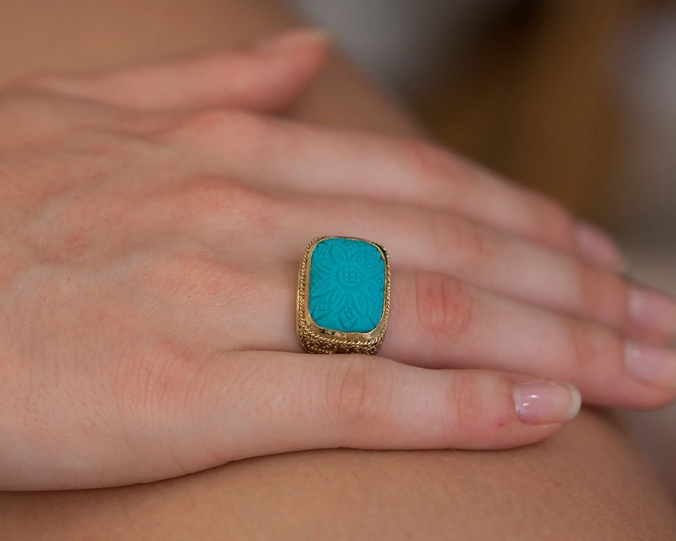 bague bohème - bague bohème pierre naturelle de turquoise laiton et argent - the boho society