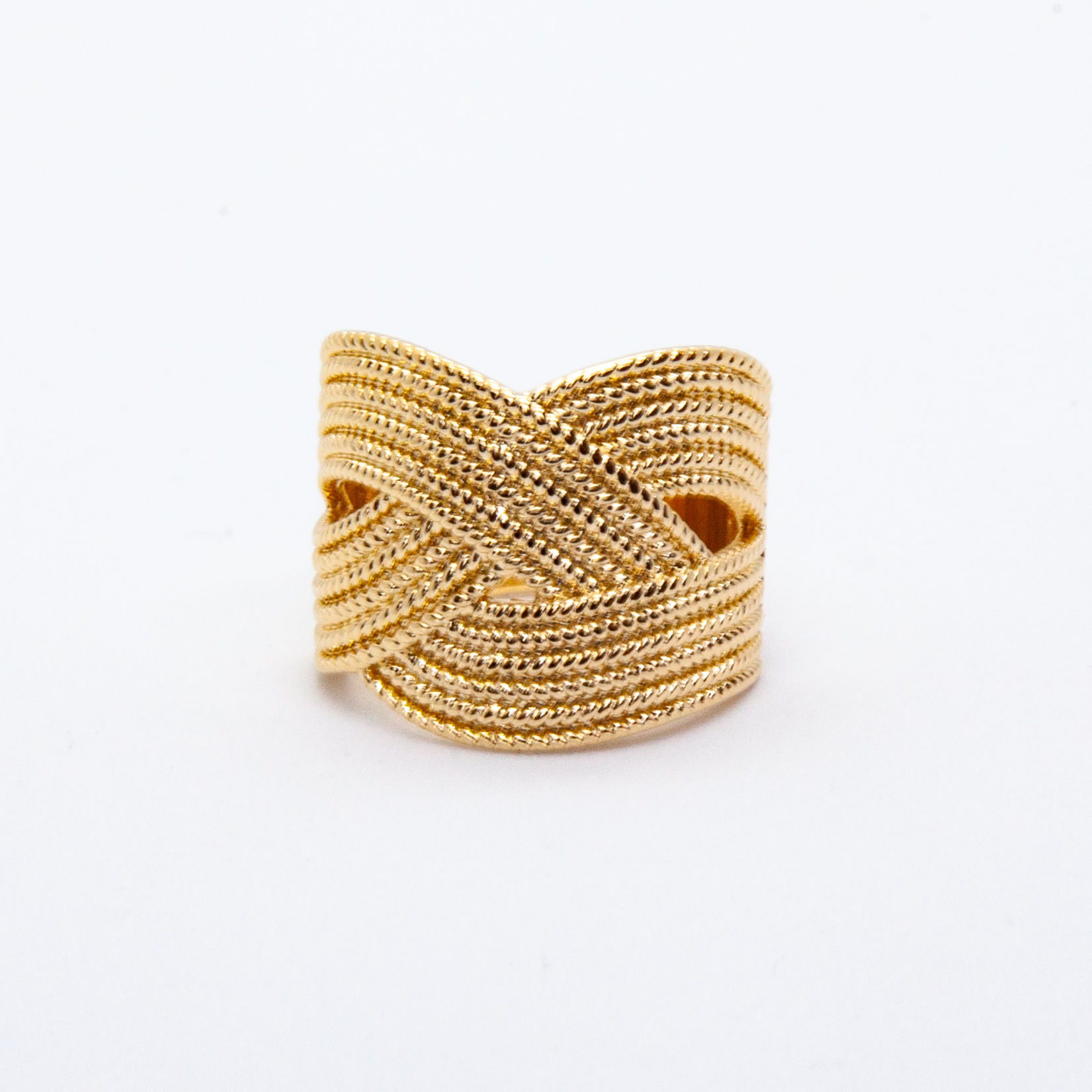 Tracy | Bague large tressée en plaqué or 3 microns