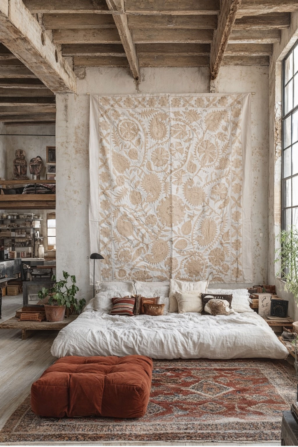 Suzani No 4 | Tissu indien brodé à la main uni