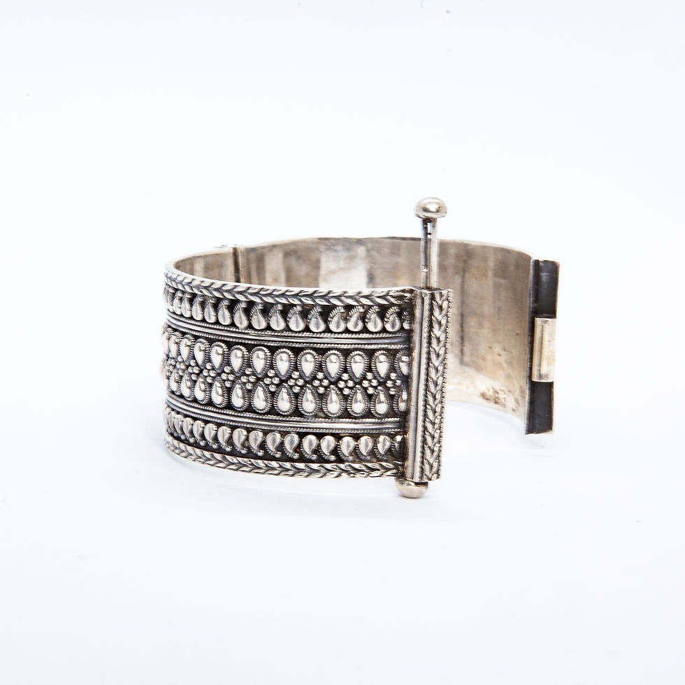 Miniature : bracelet ethnique - bracelet manchette ethnique indien argent massif - the boho society