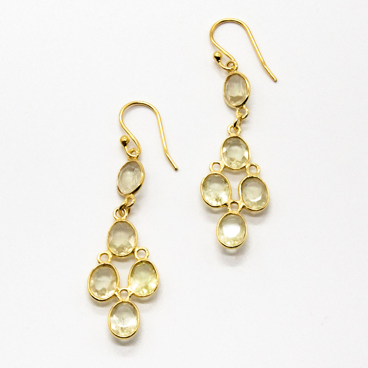 Cassia | Boucles d'oreilles pendantes citrine doré à l'or 24k