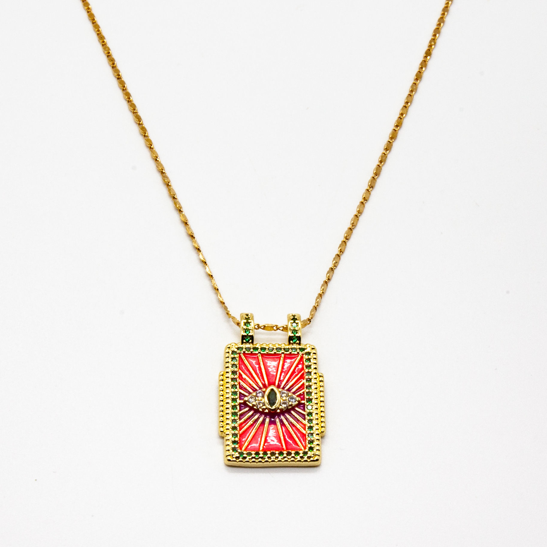 Shanti | Collier bohème oeil de la chance plaqué or