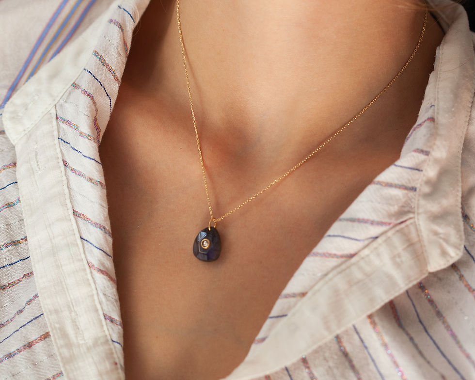 Miniature : Java | Collier labradorite et diamant en or 9 carats