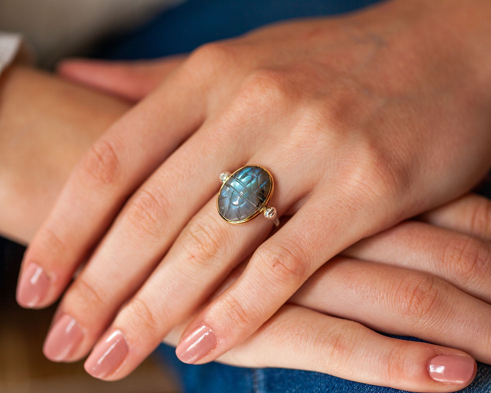 Miniature : bague bohème - bague bohème scarabee pierre naturelle de labradorite - the boho society