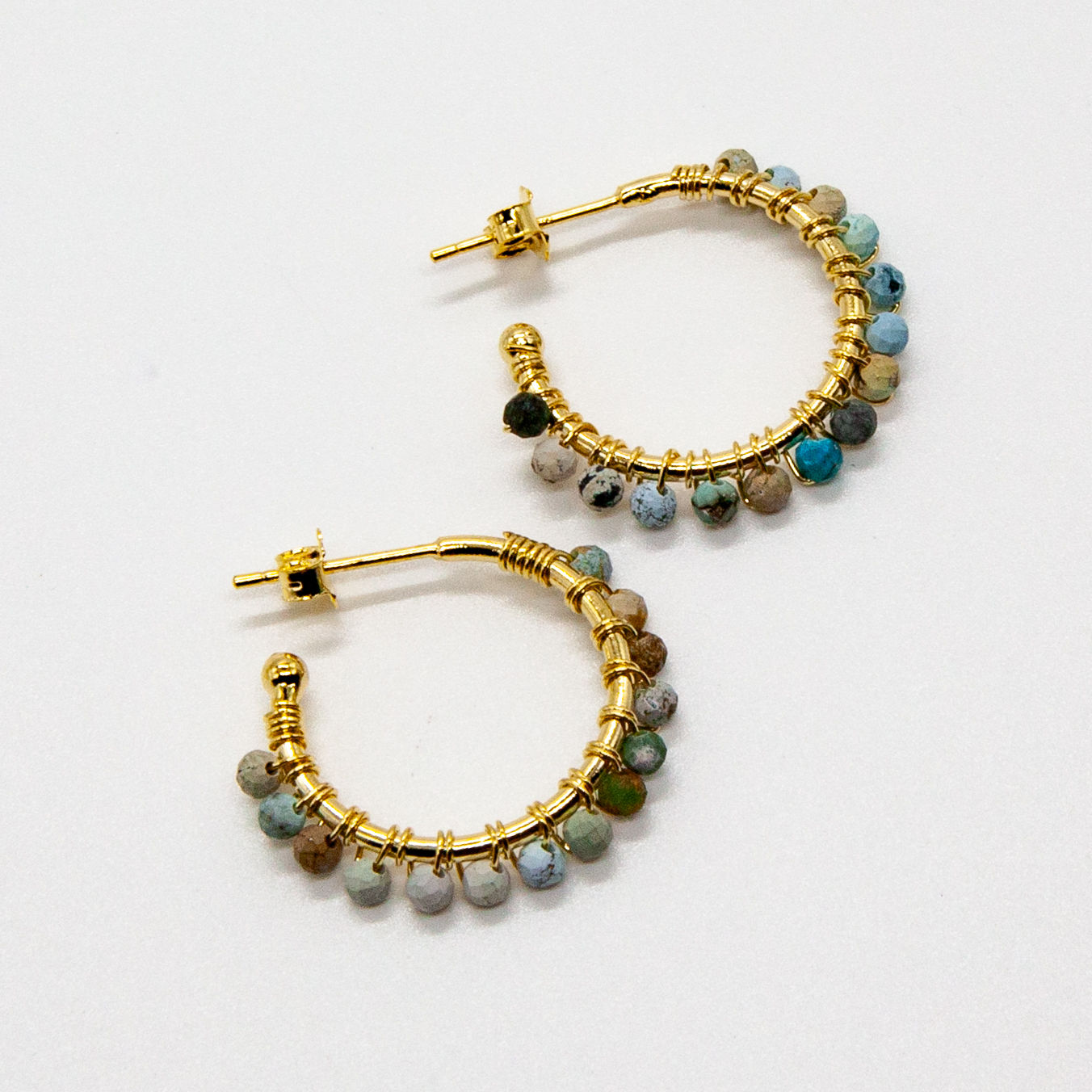 Galia | Mini creoles perles turquoise 20 mm