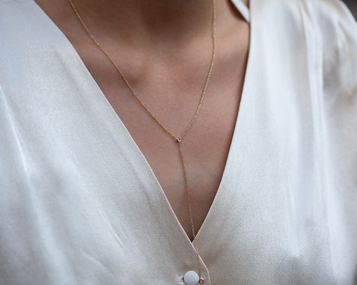 TseenYi Collier Long Diamant Y - Collier Lariat Zircone Cubique Or Cristal Pour Femmes Et Filles