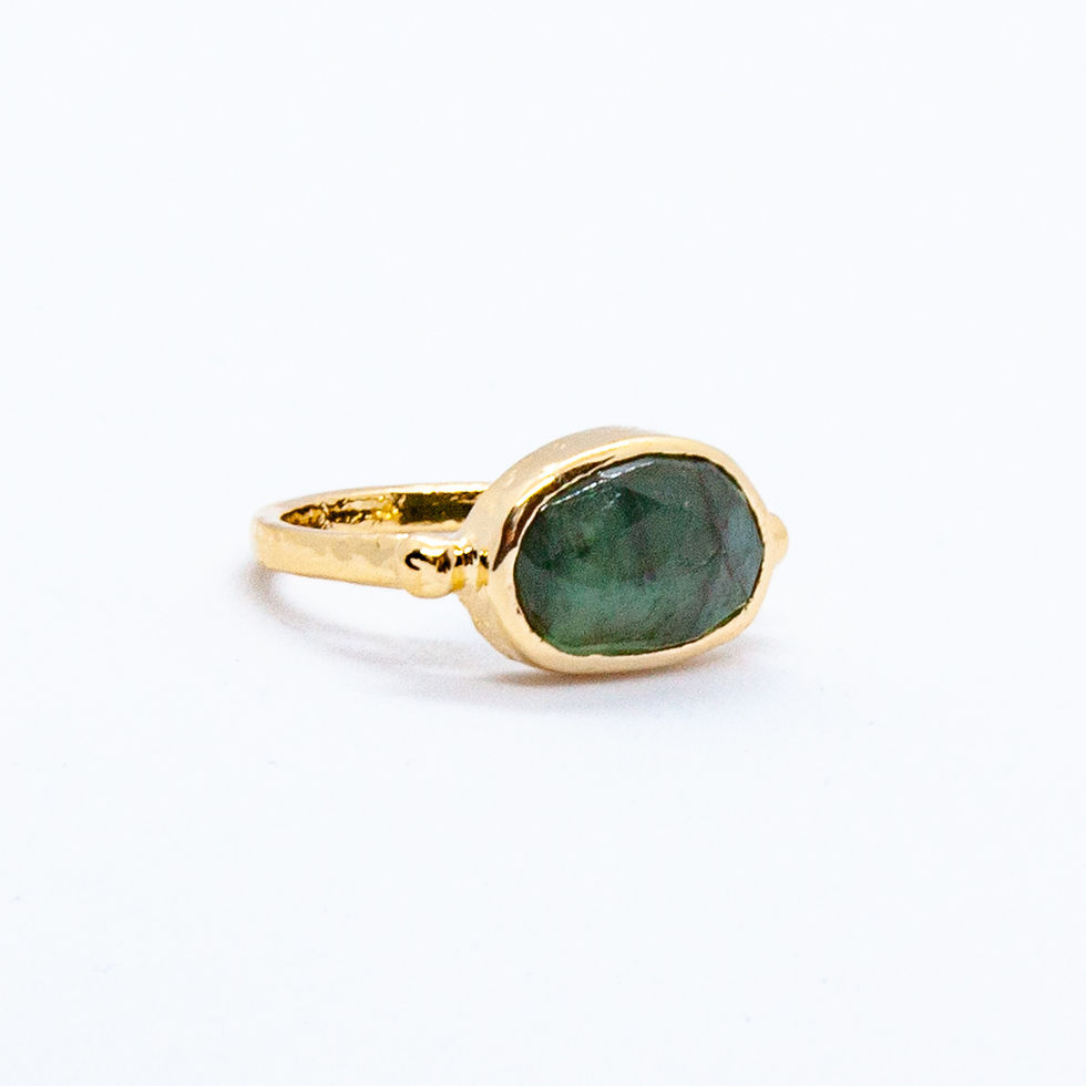 Miniature : bague pierre naturelle - bague pierre naturelle d'émeraude et vermeil - argent plaqué or - the boho society