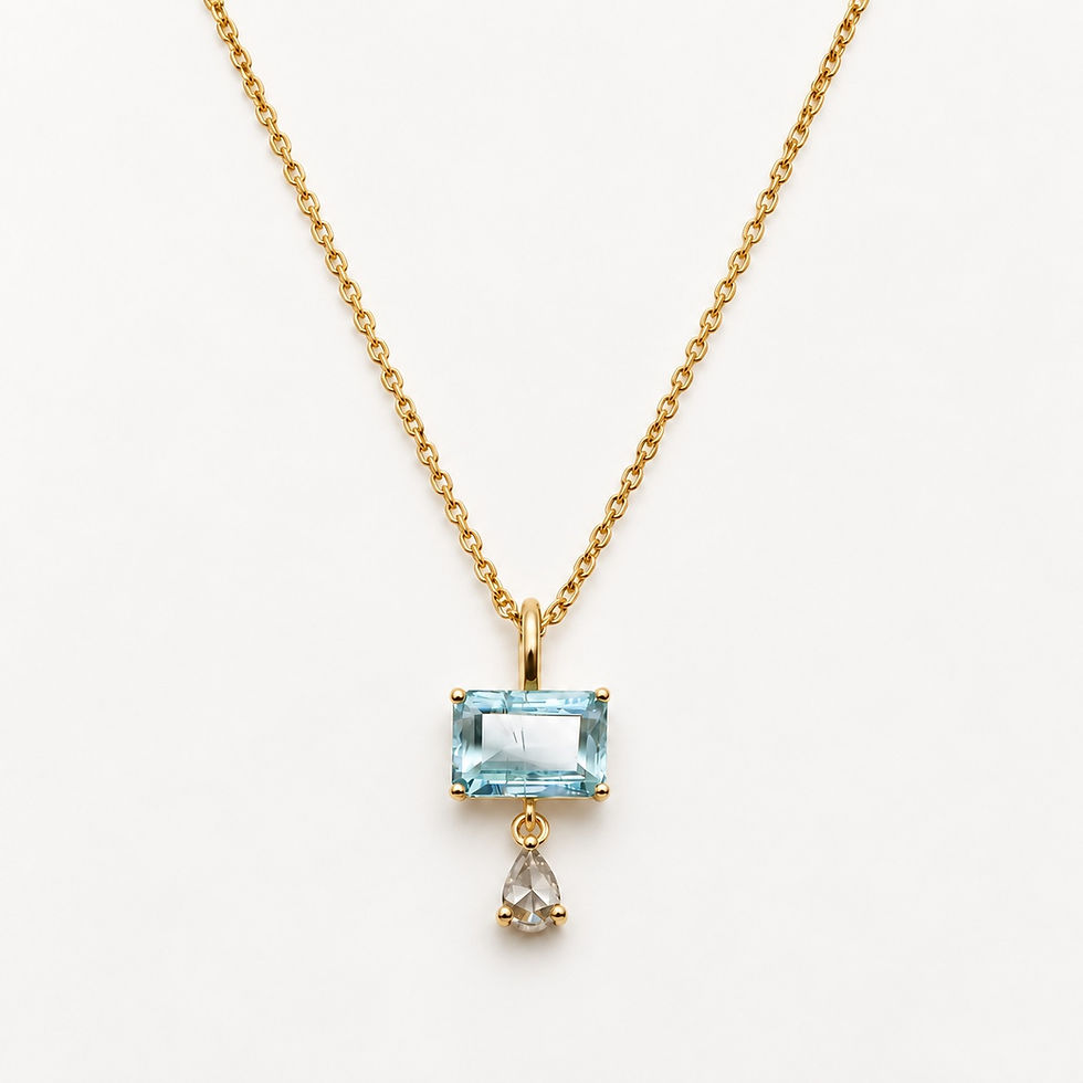 pendentif en or tourmaline bleue et diamant gris - the boho society