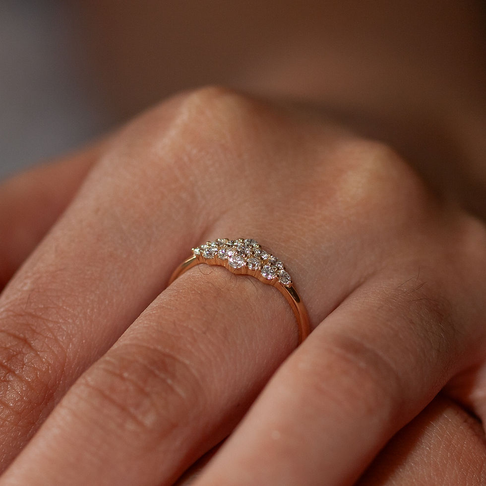 Miniature : Bague fine avec fleurs en diamants naturels et or 14 carats pour femme – The Boho Society