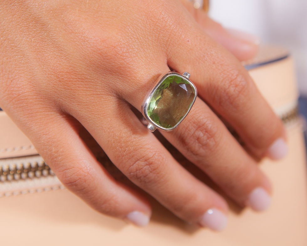 bague argent pierre semi precieuse prehnite - bague pierre verte- bague argent - bague boheme - the boho society