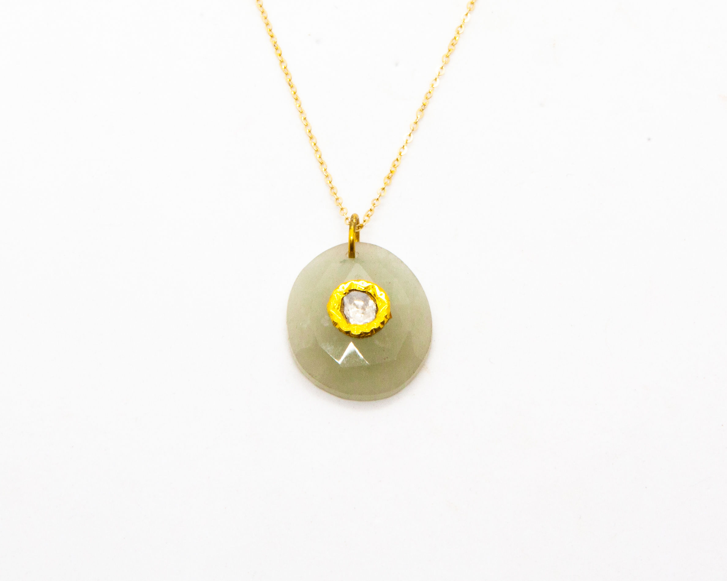 Collier en or 9 carats avec pierre semi précieuse et diamant - bijoux createur - bijoux boho-bijoux boheme - the boho society