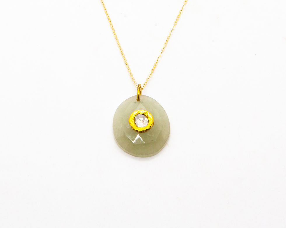 Collier en or 9 carats avec pierre semi précieuse et diamant - bijoux createur - bijoux boho-bijoux boheme - the boho society