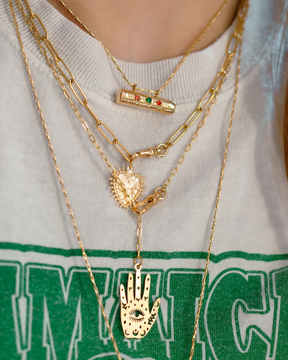 collier bohème - collier bohème ex vote main du tarot plaqué or - the boho society