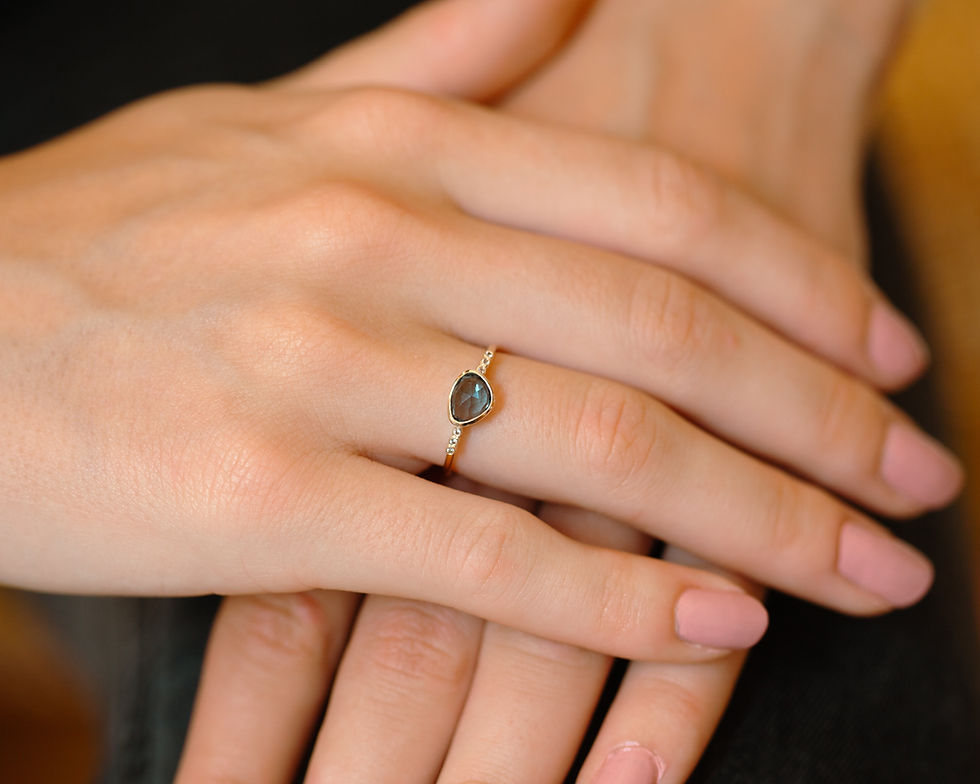Miniature : bague pierre naturelle - bague pierre naturelle de topaze et de diamant or massif - the boho society