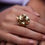Miniature : Bloom | Bague ajustable dorée à l'or 24K