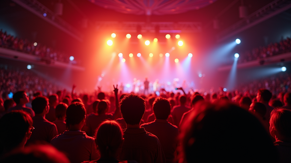 Eye-level view of a vibrant concert with a captivated audience