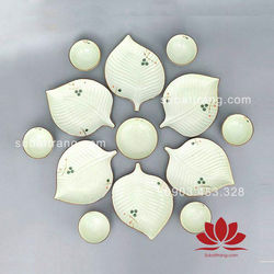 Bộ bát đĩa hình lá trầu (tùy chọn họa tiết)