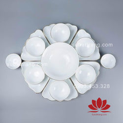 Bộ bát đĩa men trắng