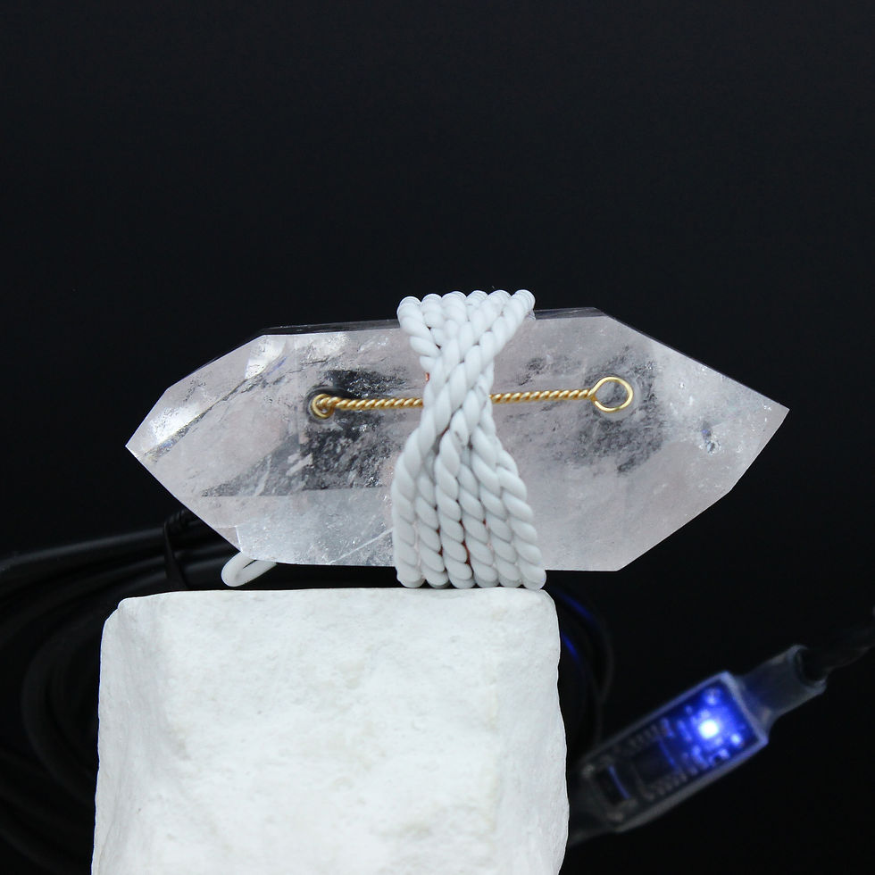 Thumbnail: QUBIT CRYSTAL | Brazilian Quartz & 18K Gold Antenna | 15Hz Ritual Device - Small