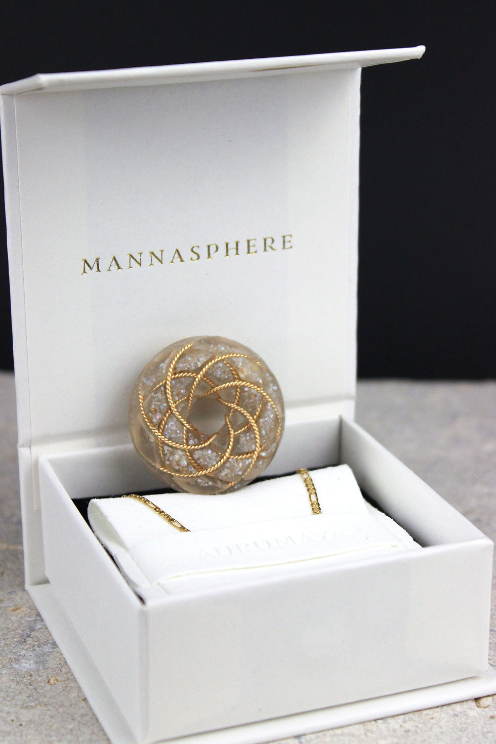 Thumbnail: MANNA SPHERE / Mexican Pearls + Silver Lemurian & Apophyllite ~ 24K Gold Pendant