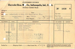 1926 Chevrolet Bros Mfg Co Invoices