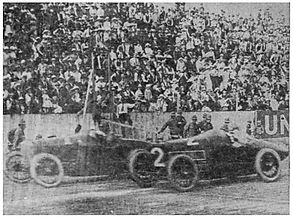 Lous Chevrolet racing against "Smiling" Ralph Mulford