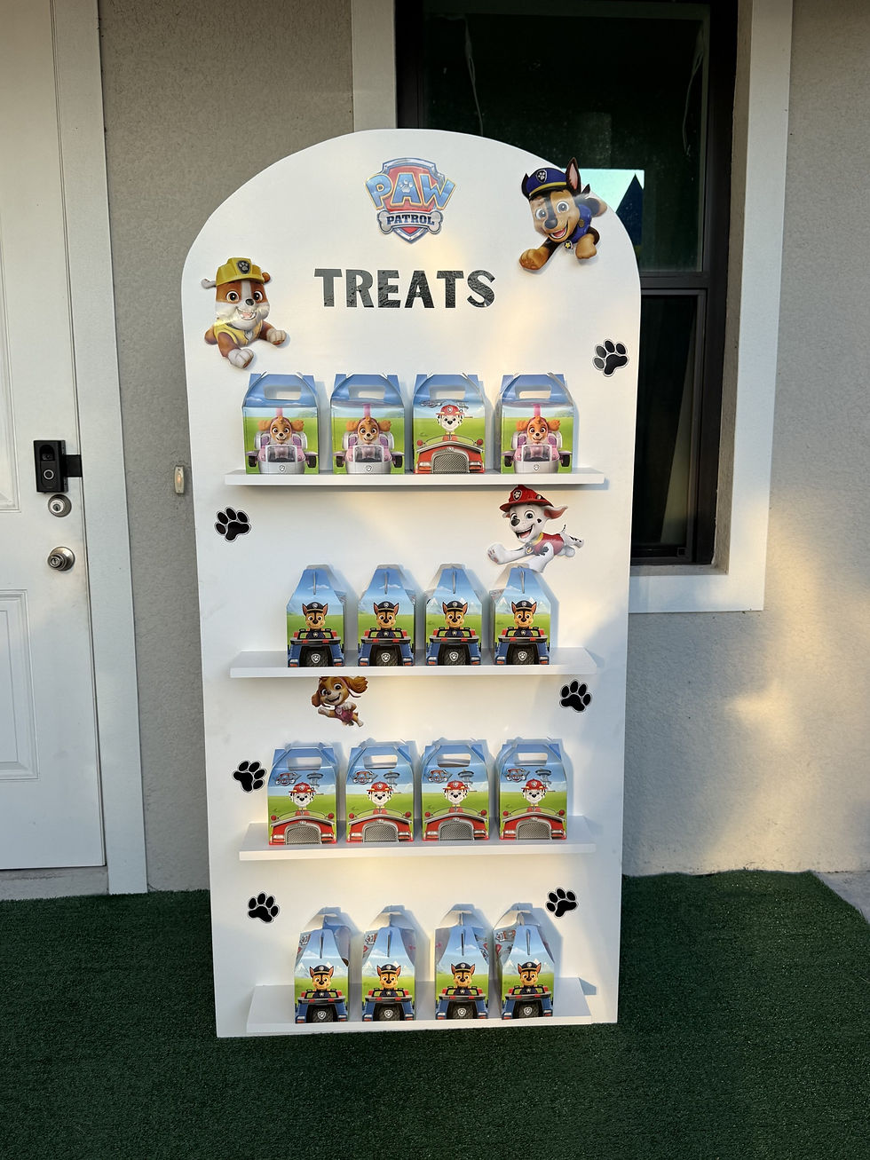 Treat wall featuring party favors