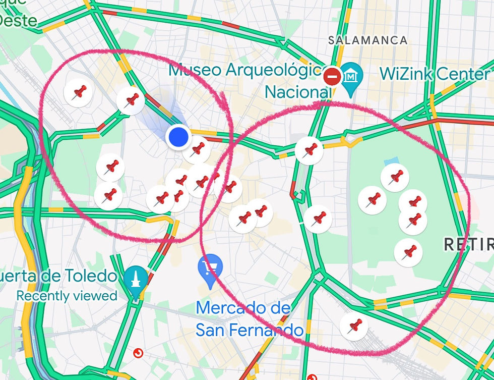 mapa de guia de viaje en madrid españa con todos los puntos turisticos de la ciudad para recorrer en dos días