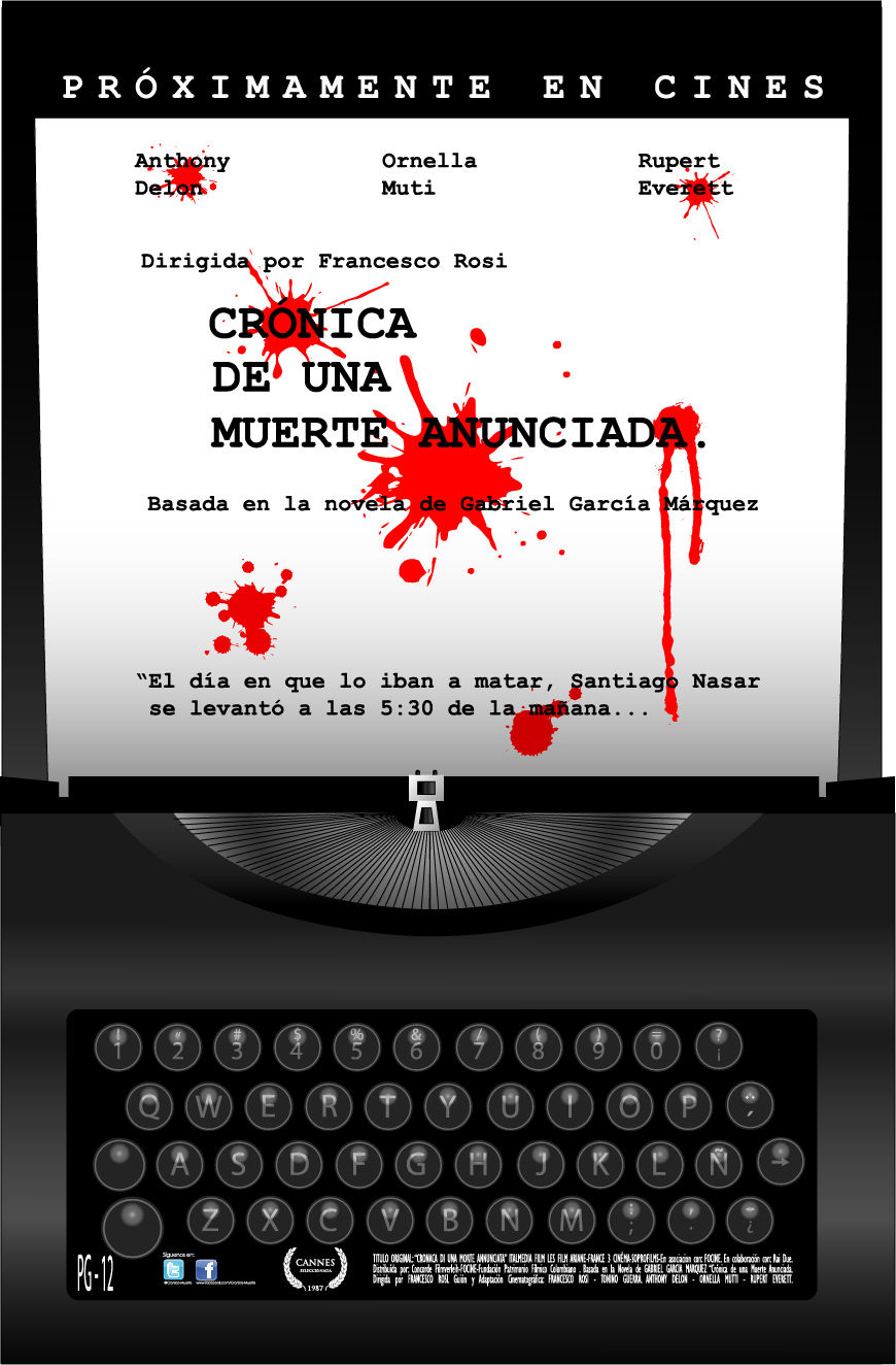 2013 - AFICHE CINE - CRONICA DE UNA MUERTE ANUNCIADA - VECTORES -UNITEC