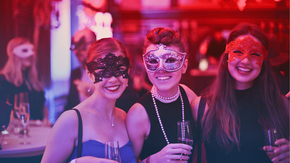 Women in masquerade masks at corporate event services Berlin