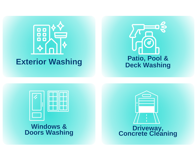 Professional exterior cleaning services by Adge Home Solutions including patio/deck pressure washing, window cleaning