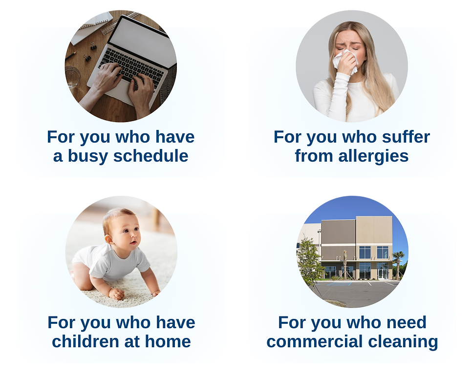 Adge Home Solutions cleaning services - perfect for busy professionals, allergy sufferers, families with kids, and commercial