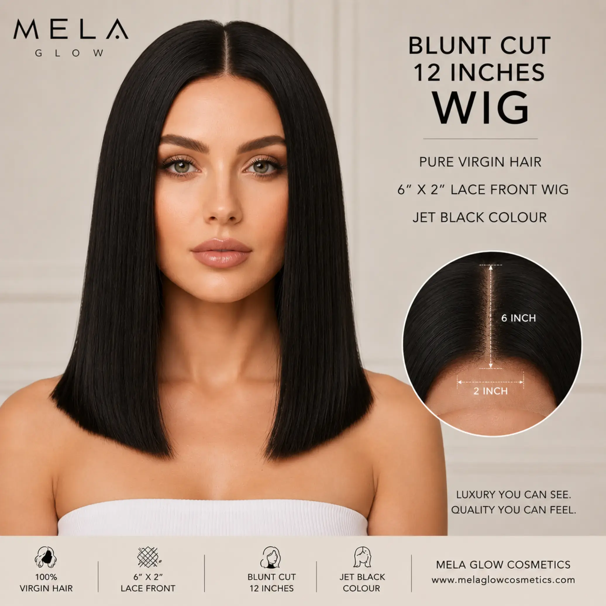 Premium 12” Blunt Bob Virgin Wigs