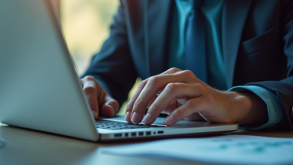 Close-up view of a professional analyzing customer data on a laptop screen