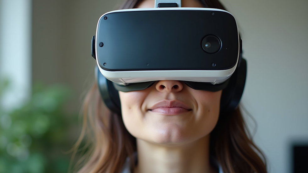 Close-up view of a candidate using VR headset for a job assessment