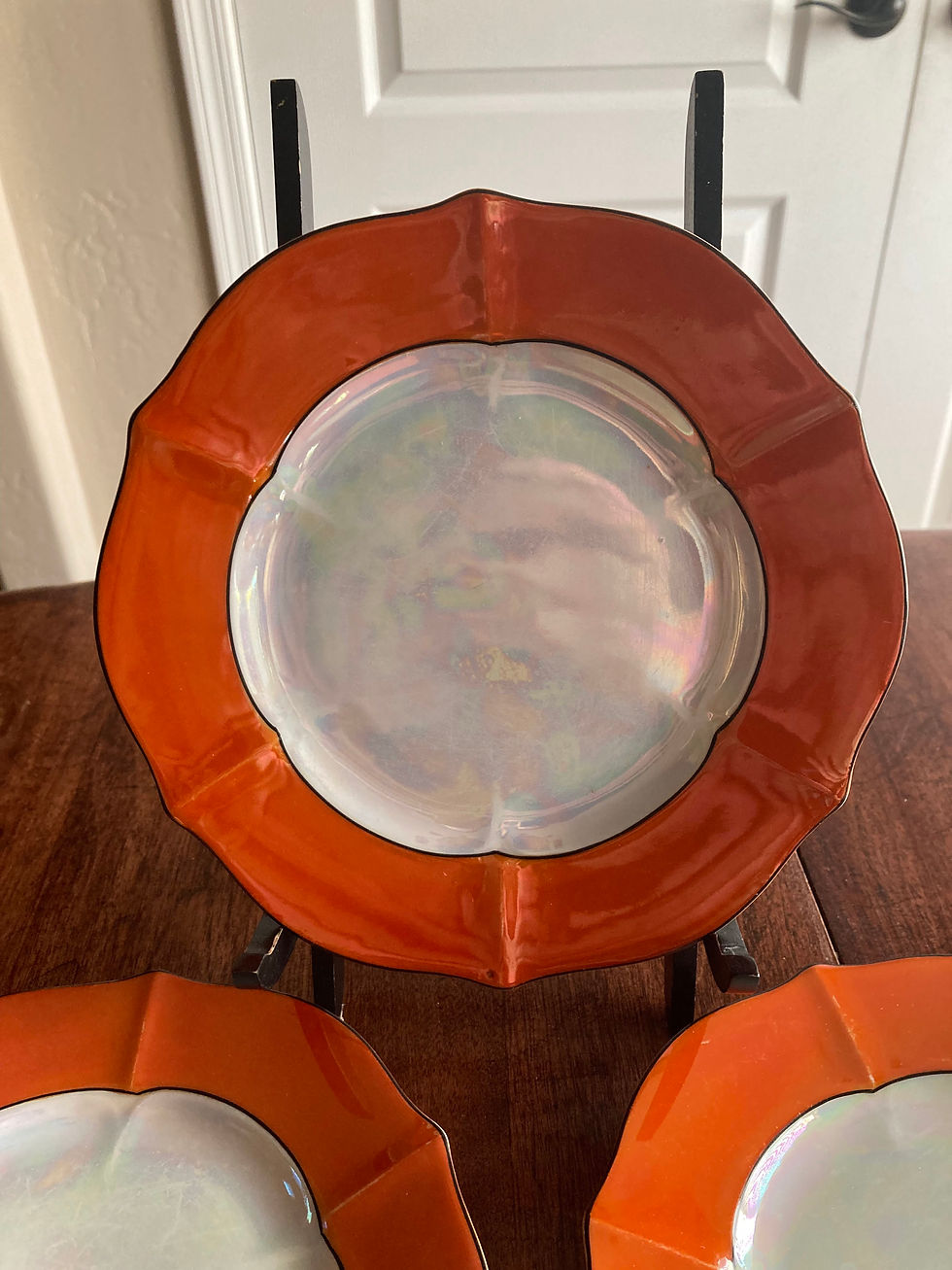 Thumbnail: Vintage Orange Lusterware Dessert Plates | Made in Czechoslovakia | Set of 5