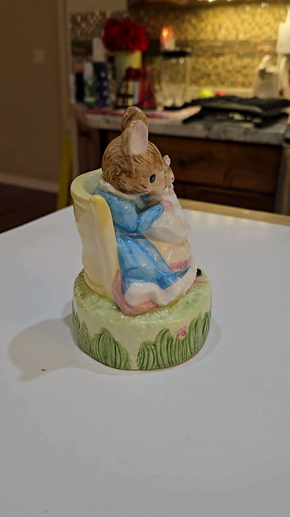Thumbnail: Vintage Beatrix Potter Musical Figurine | Mrs. Mouse | Plays Rock-a-Bye Baby
