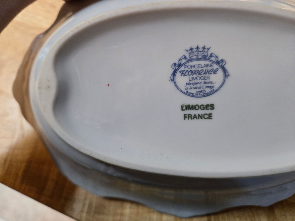 Thumbnail: Vintage Haviland Florence Limoges - Oval Serving Dish- Floral Design- Gold Trim