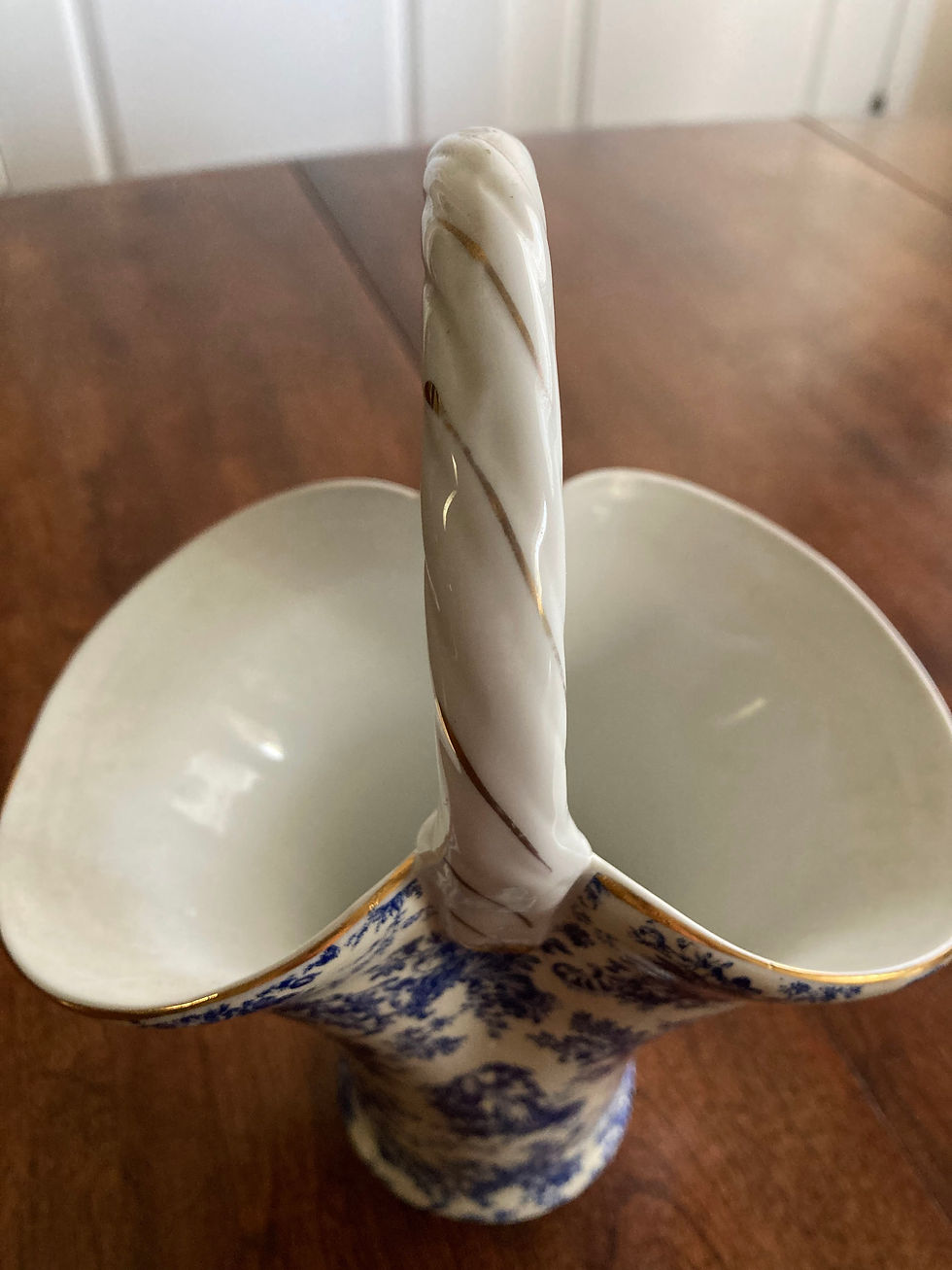 Thumbnail: Vintage Ceramic Basket - Blue Romance Chintz Pattern - Formalities by Baum Bros.
