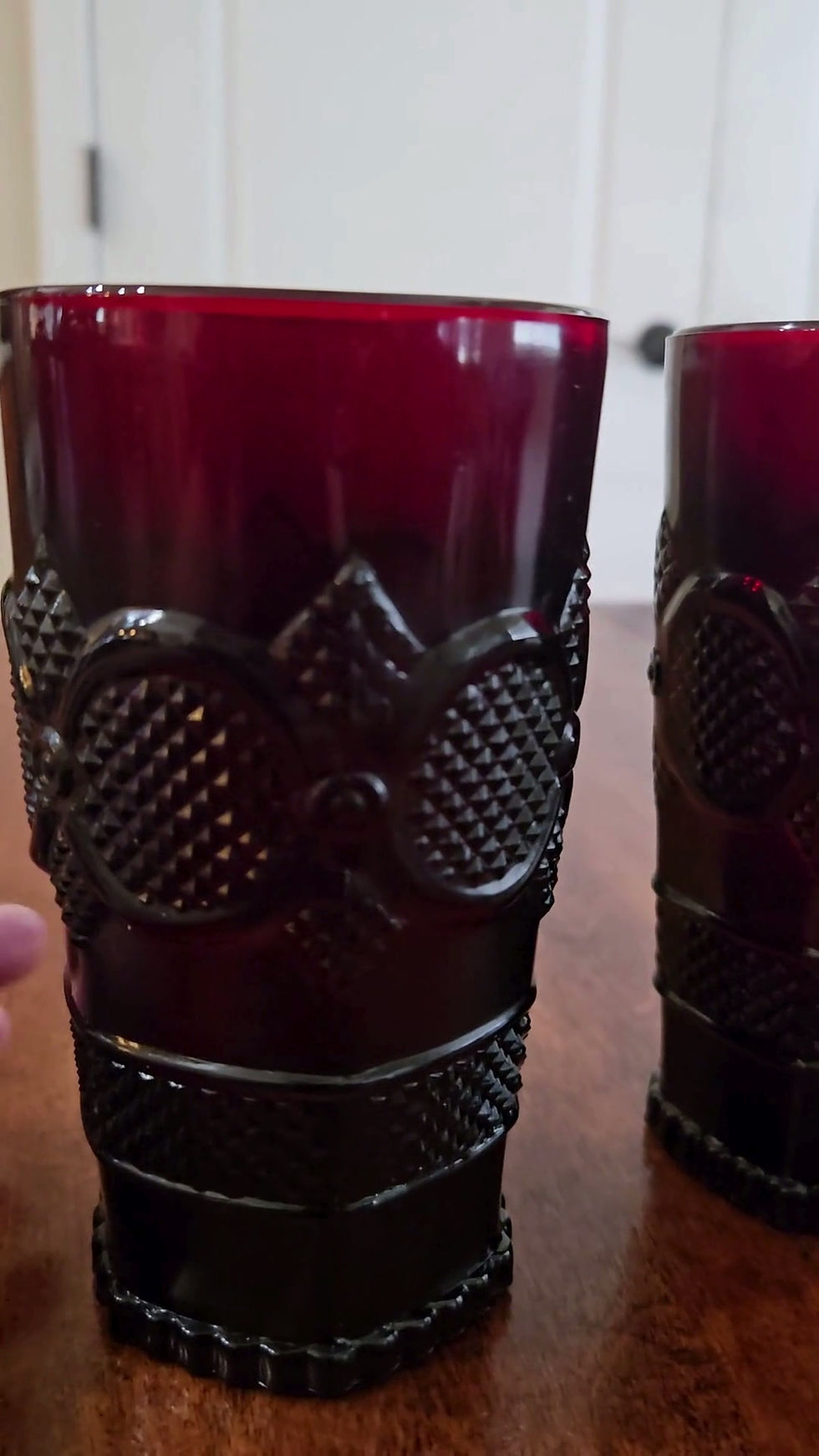 Thumbnail: Vintage Avon 1876 Cape Cod Tall Tumblers - Ruby Red - Set of 2
