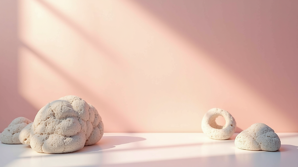 Eye-level view of a minimalist website homepage with soft colours and clear typography